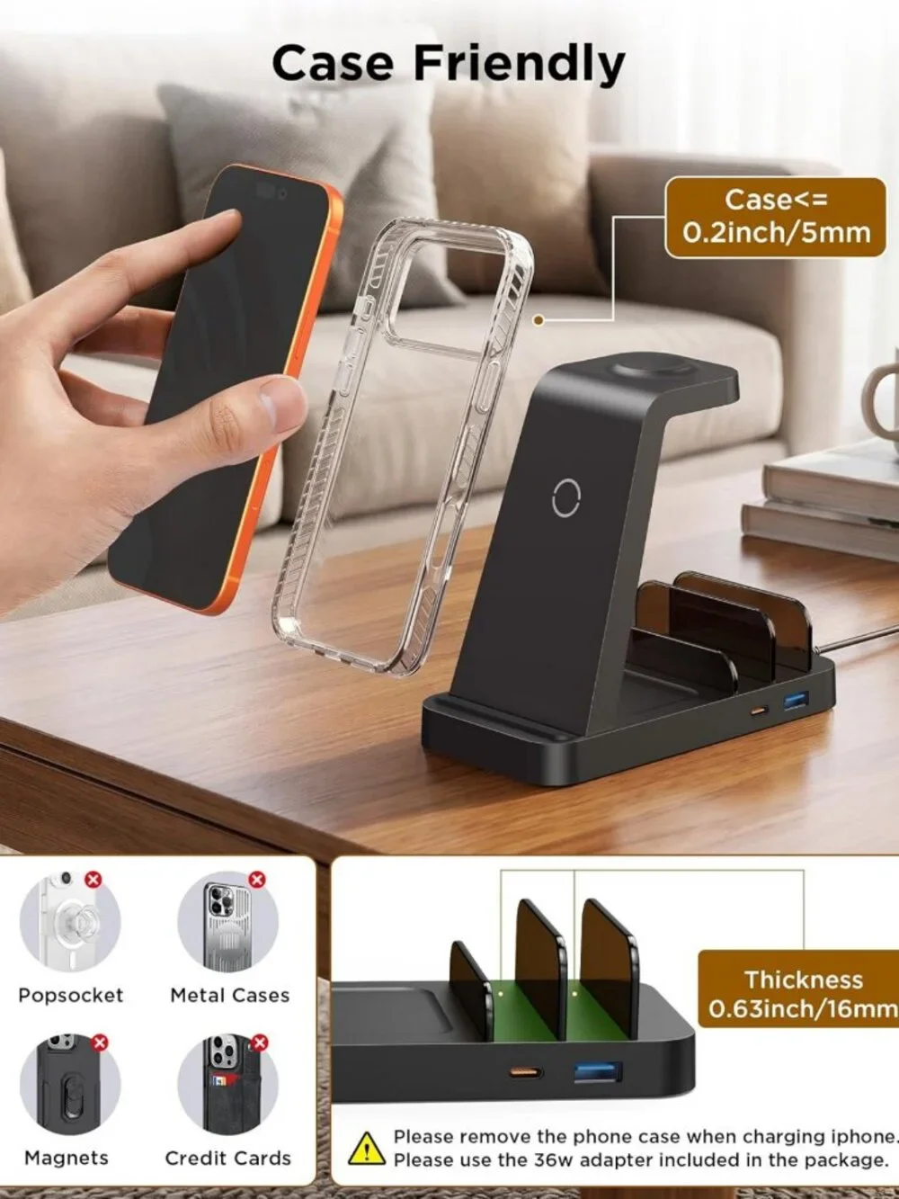 5-in-1 Fast Wireless Charging Station Dock for iPhone, Apple Watch & AirPods